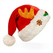 YOLOKE Plush Santa Hat, Funny Christmas Hats for Children \u0026 Adults Christmas Hat, Xmas Holiday Hat, Unisex Velvet Classic Santa Hat for Christmas New Year